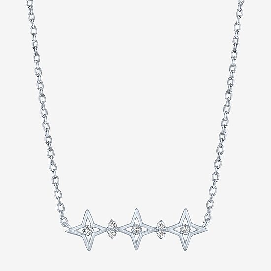 Diamond Accent (G-H / Si2-I1) Womens Diamond Accent Lab Grown White Diamond Sterling Silver Star 18 Inch Pendant Necklace