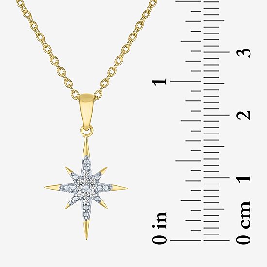 (G-H / Si2-I1) North Star Womens Diamond Accent Lab Grown White Diamond 14K Gold Over Silver Sterling Silver Star 18 Inch Pendant Necklace