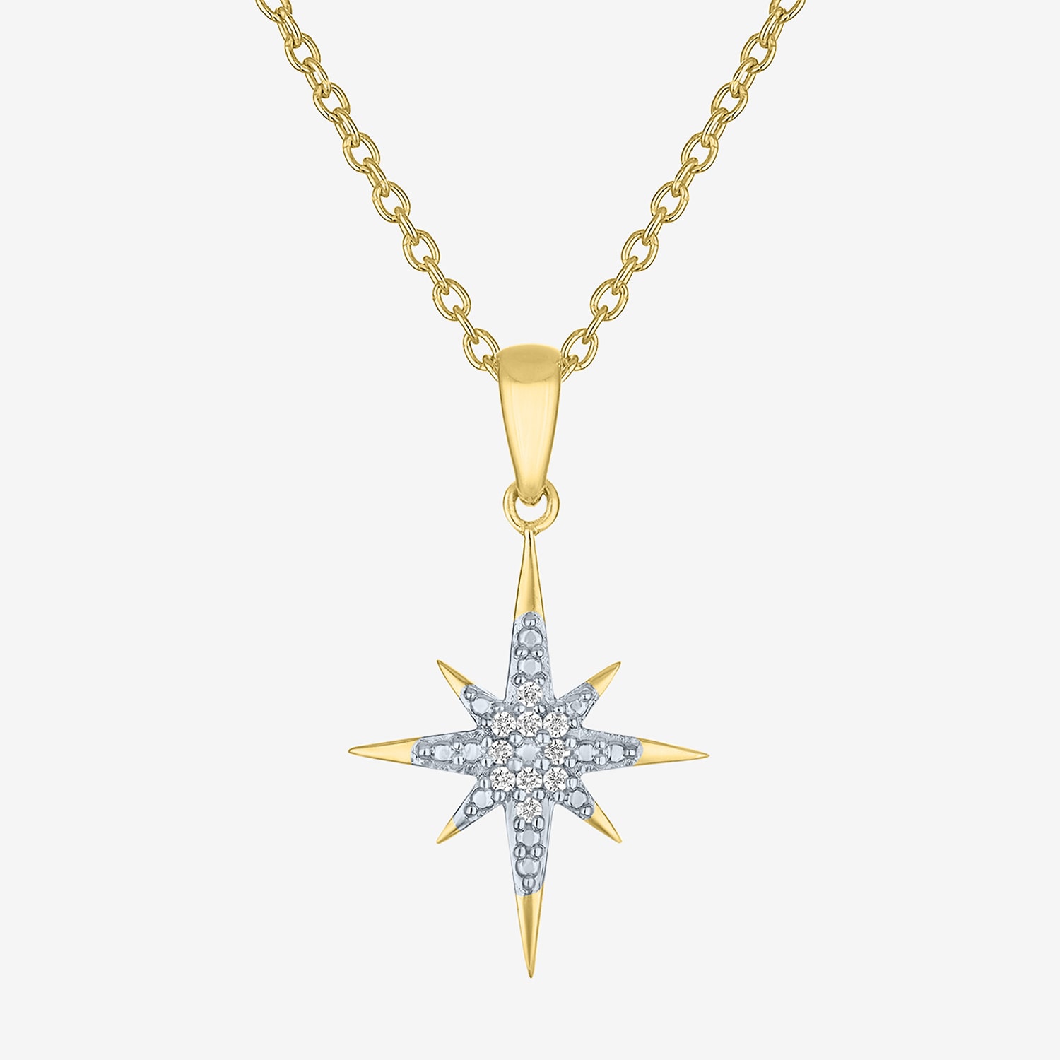 (G-H / Si2-I1) North Star Womens Diamond Accent Lab Grown White 14K Gold Over Silver Sterling 18 Inch Pendant Necklace