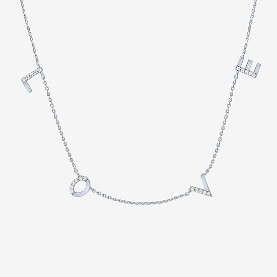 (G-H / I1-I2) "Love" Womens 1/10 CT. T.W. Lab Grown White Diamond Sterling Silver 18 Inch Pendant Necklace