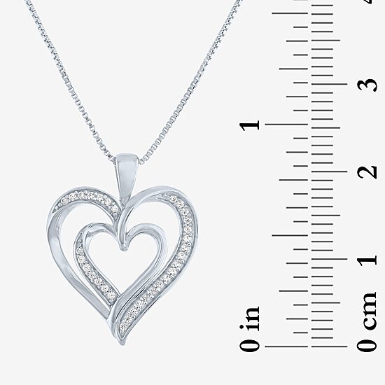 (G-H / I1-I2) Womens 1/10 CT. T.W. Lab Grown White Diamond Sterling Silver Heart Pendant Necklace