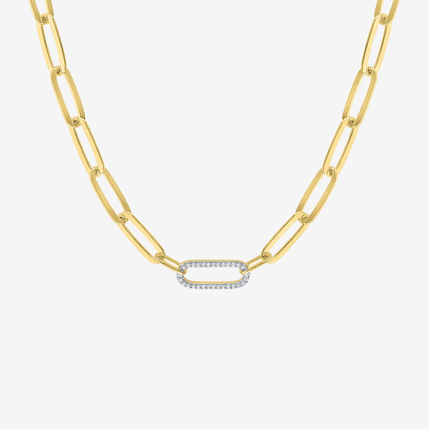 (G-H / I1-I2) Womens 1/10 CT. T.W. Lab Grown White Diamond 14K Gold Over Silver Paperclip 18 Inch Pendant Necklace
