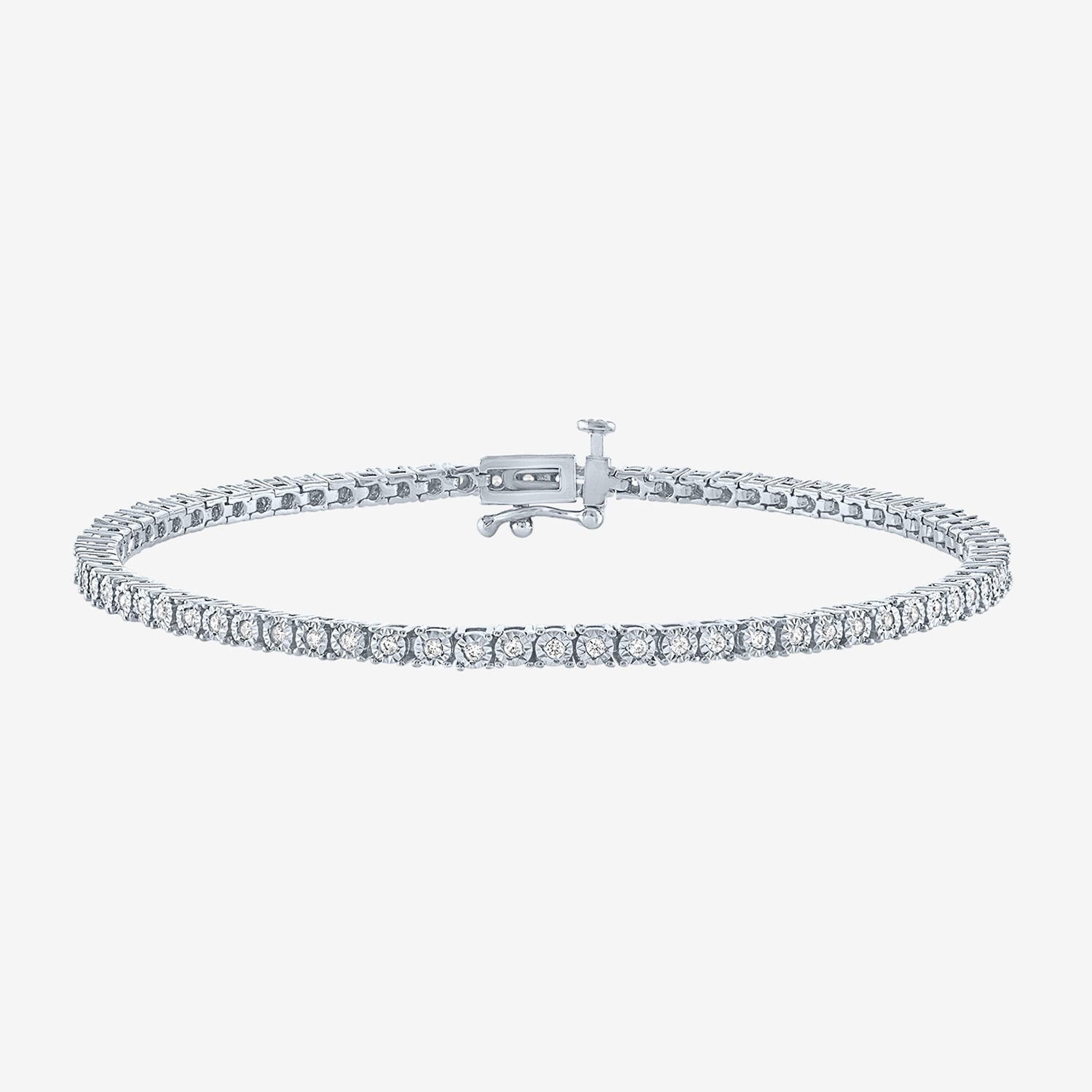 (G-H / I1-I2) Womens 1/2 CT. T.W. Lab Grown White Diamond 14K Gold Over Silver Sterling 7.25 Inch Tennis Bracelet