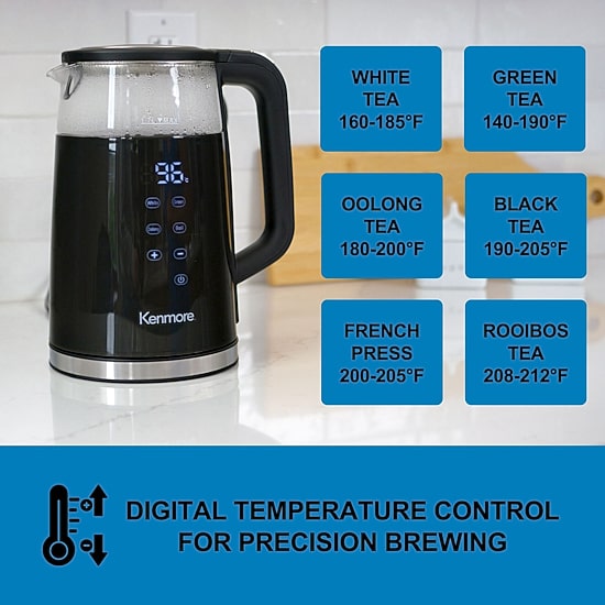 Kenmore Digital Cordless Glass Tea Kettle