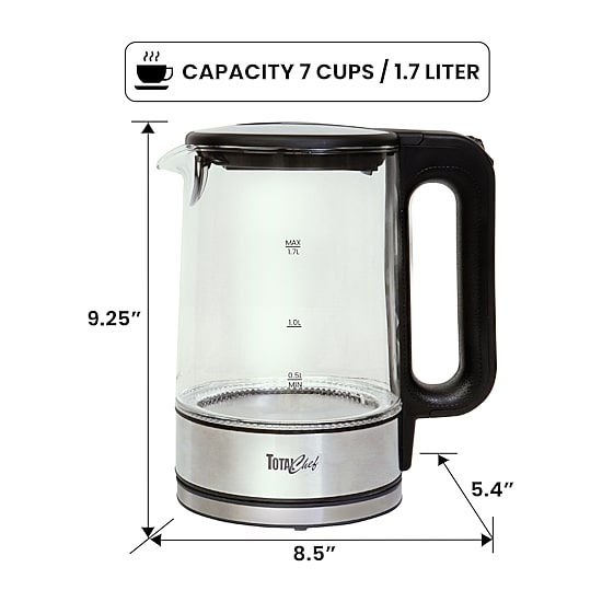 Total Chef Cordless Electric Glass Kettle with LED
