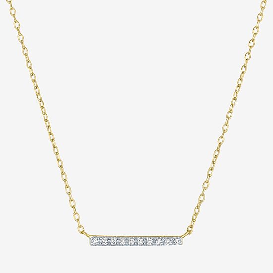 (G-H / I1-I2) Womens Diamond Accent Lab Grown White Diamond 14K Gold Over Silver Bar 2-pc. Necklace Set