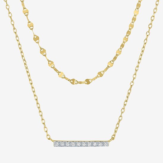 (G-H / I1-I2) Womens Diamond Accent Lab Grown White Diamond 14K Gold Over Silver Bar 2-pc. Necklace Set