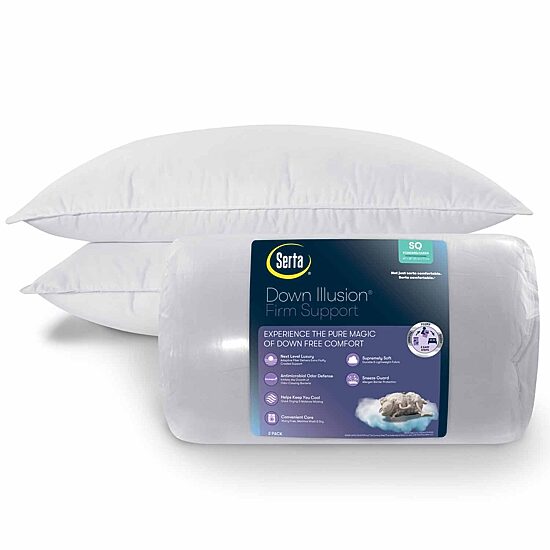 Serta® Down Illusion Firm Density 2-Pack Allergen Barrier 2 Pack Firm Density Bed Pillow