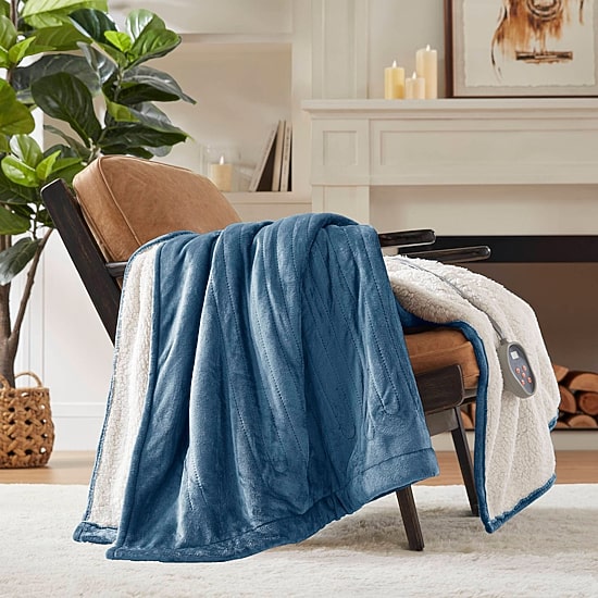 Woolrich Heated Plush To Berber Heated Electric Midweight Blanket