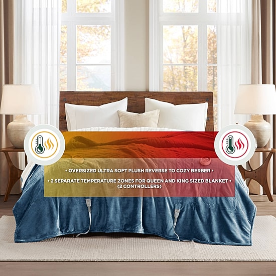 Woolrich Heated Plush To Berber Heated Electric Midweight Blanket
