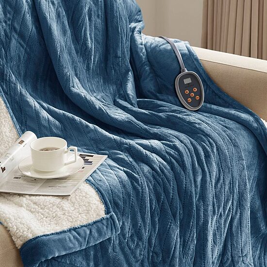 Woolrich Heated Plush To Berber Heated Electric Midweight Blanket