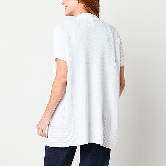 Liz Claiborne Womens Short Sleeve Open Front Cardigan