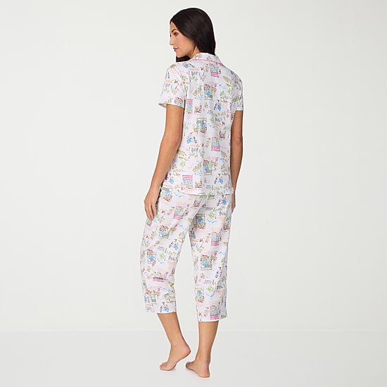 Cuddl Duds Womens V-Neck Short Sleeve 2-pc. Pajama Set