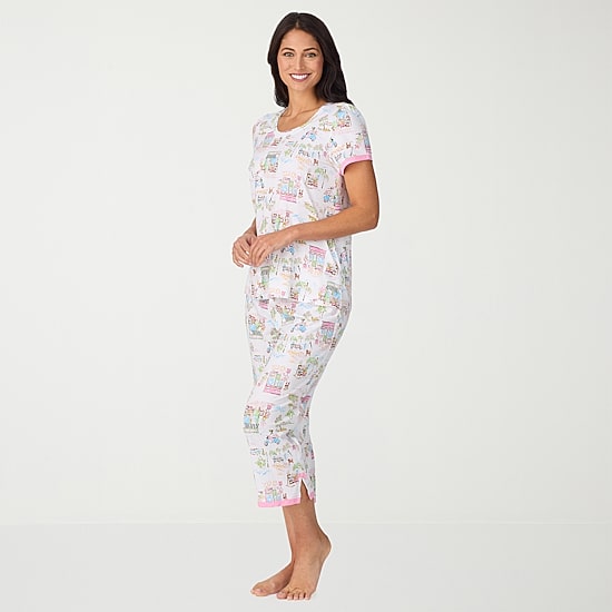 Cuddl Duds Womens Short Sleeve 2-pc. Pajama Set