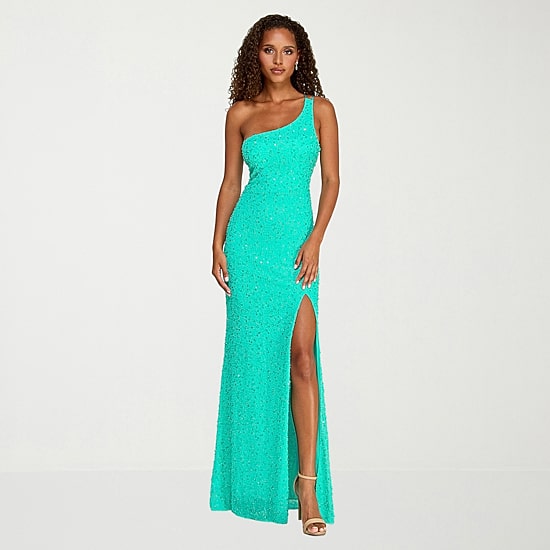 City Triangle Womens Juniors Asymmetrical Neck Sleeveless Beaded Cut Outs Sequin Bodycon Dress
