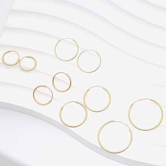 Womens 14K Gold 5 Pair Earring Set
