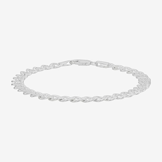 Womens Sterling Silver 8 1/2 Inch Solid Curb Chain Bracelet