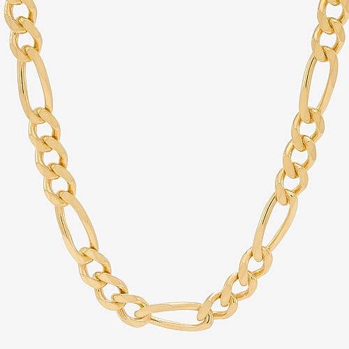 Made in Italy Mens 24K Gold Over Silver 24 Inch Figaro Chain Necklace, One Size, Yellow