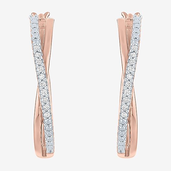 1/10 CT. T.W. Diamond X-Hoop Earrings in Sterling Silver or 14K Gold Over Silver
