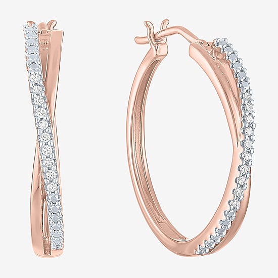 1/10 CT. T.W. Diamond X-Hoop Earrings in Sterling Silver or 14K Gold Over Silver