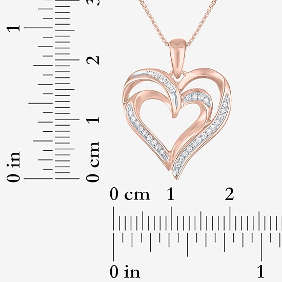 Womens 1/10 CT. T.W. Natural White Diamond in Sterling Silver or 14K Gold Over Silver Heart Pendant Necklace