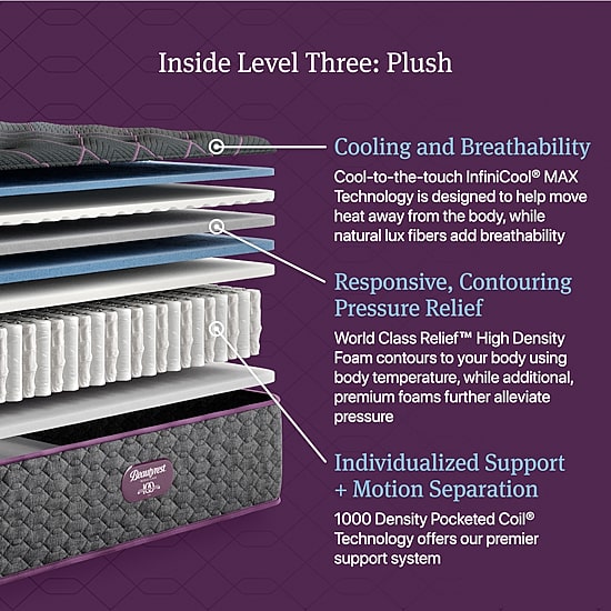 Beautyrest World Class Level Three 14.75" Plush Tight top - Mattress + Box Spring
