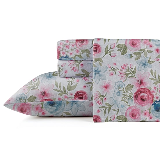 Pointehaven Cotton Heavy Weight 175 GSM Printed Flannel Sheet Set
