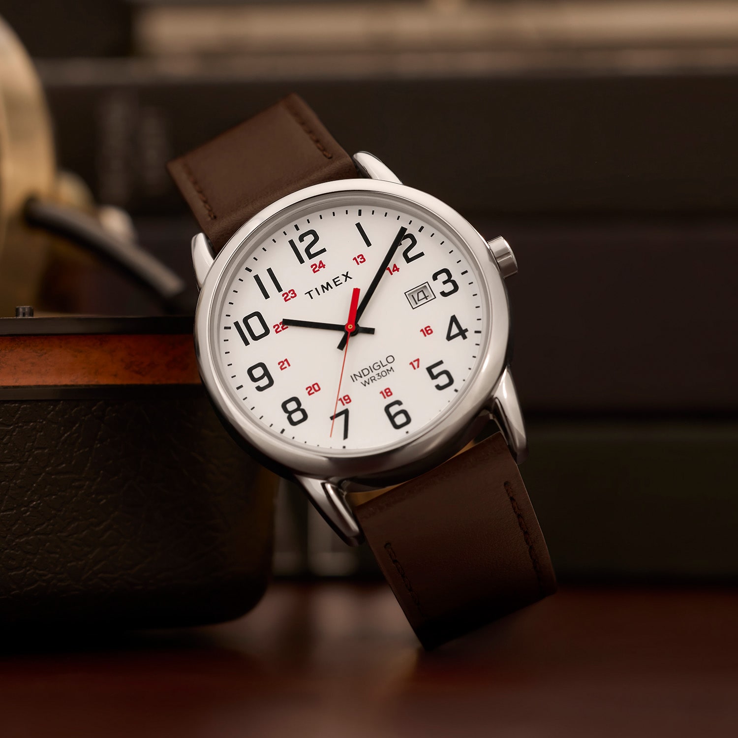Timex Mens Brown Leather Strap Watch Tw2y12600jt