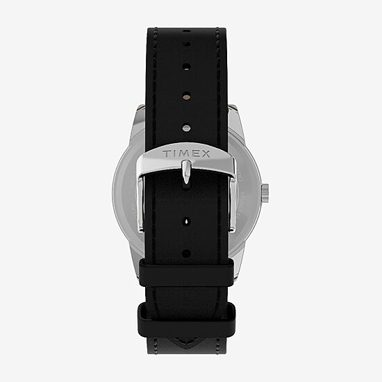 Timex Mens Black Leather Strap Watch Tw2y12800jt