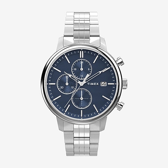 Timex Chicago Mens Silver Tone Stainless Steel Bracelet Watch None