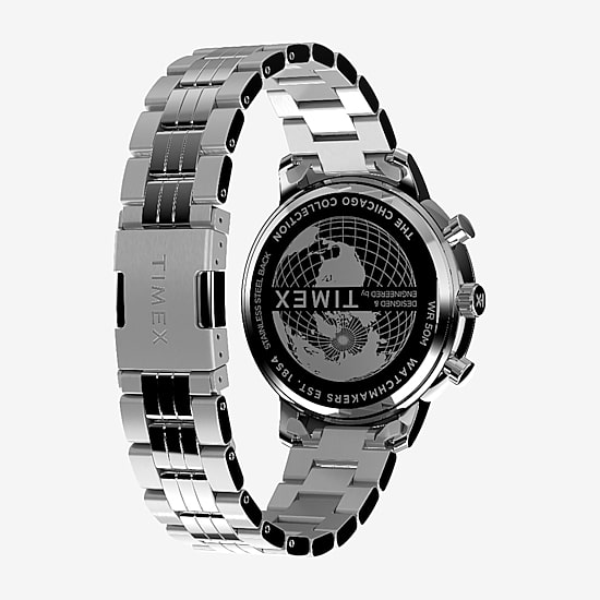 Timex Chicago Mens Silver Tone Stainless Steel Bracelet Watch None