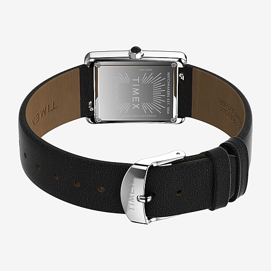 Timex Womens Black Leather Strap Watch None
