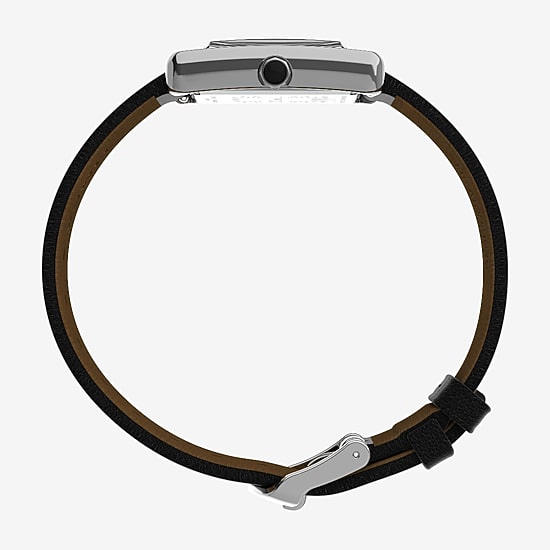 Timex Womens Black Leather Strap Watch None