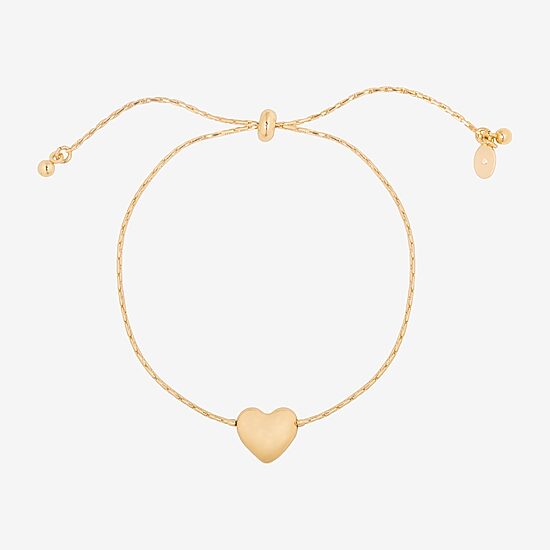 Bijoux Bar Delicates Gold Tone Womens Heart Bolo Bracelet