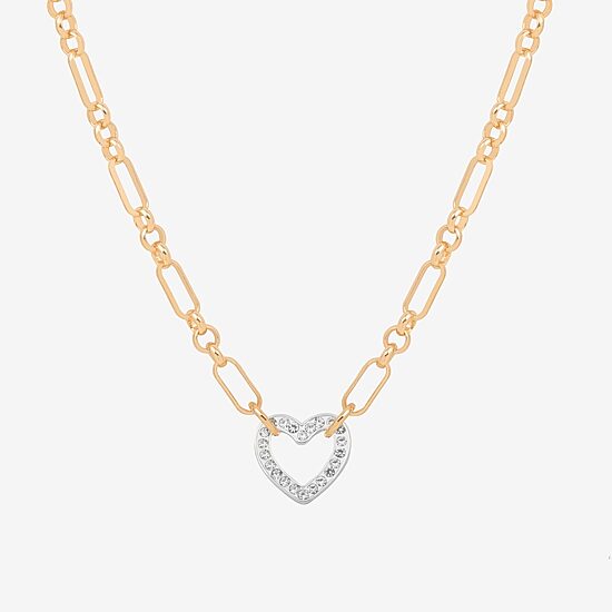 Bijoux Bar Delicates Two Tone Womens Glass Heart 16 Inch Pendant Necklace