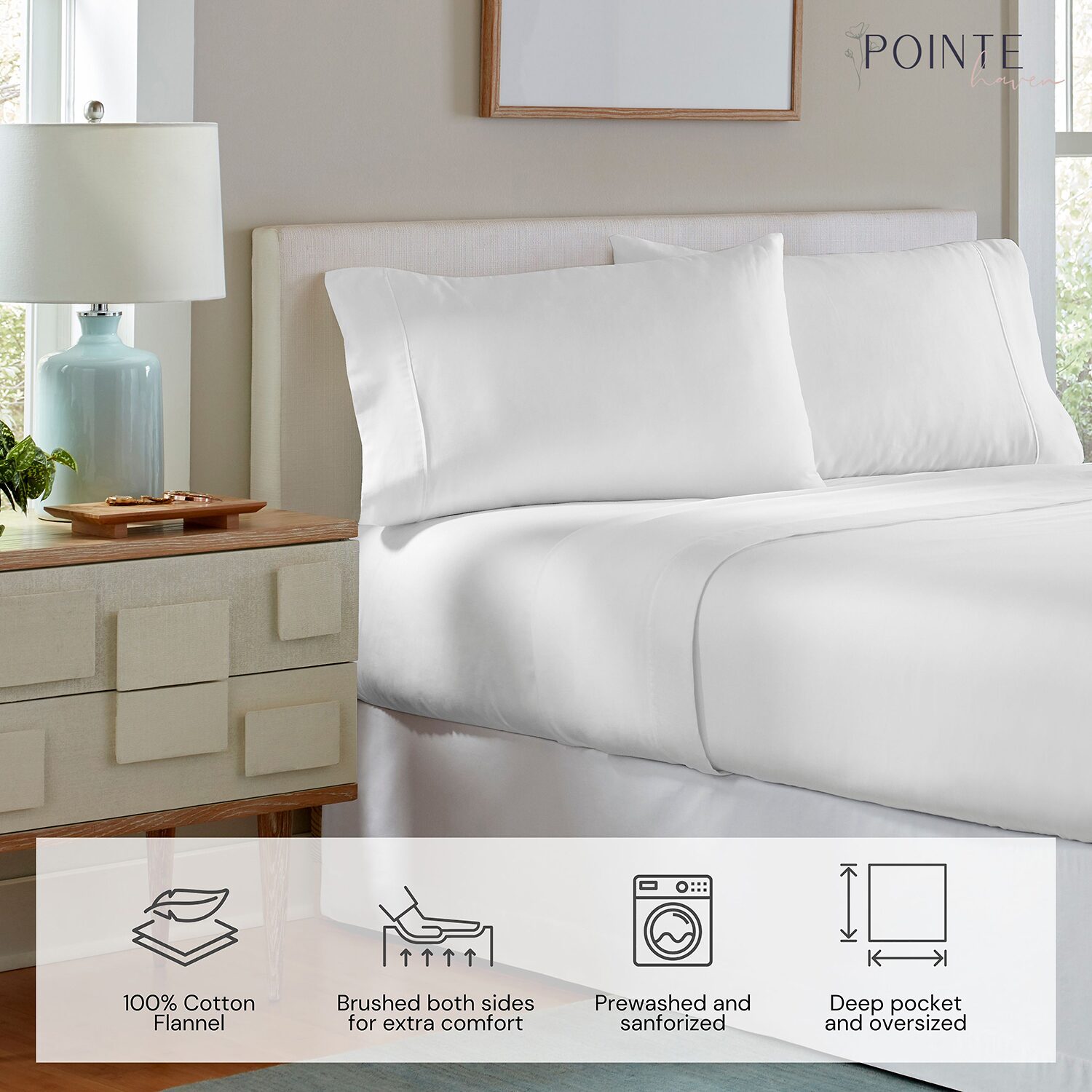 Pointehaven Cotton Heavy Weight 175 GSM Printed Flannel Sheet Set