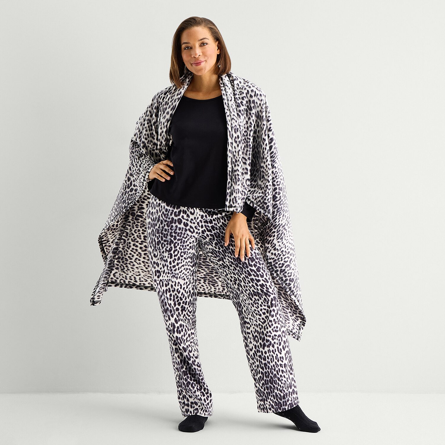 Liz Claiborne Womens Long Sleeve 4-pc. Pajama Set