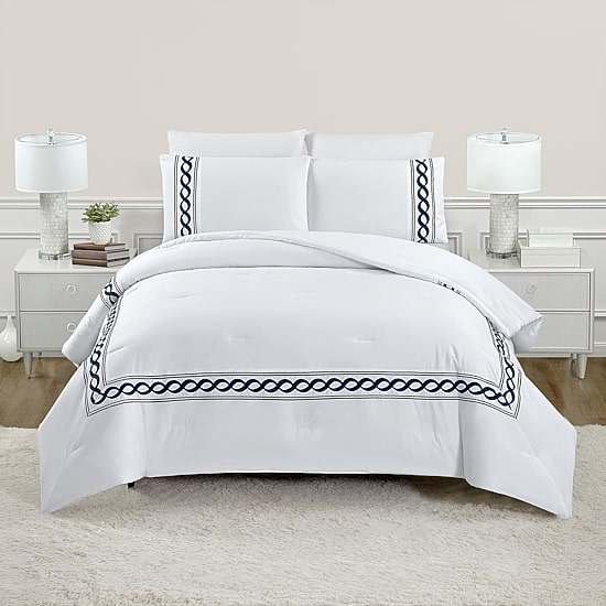 Dee Ocleppo Cable Border 3-pc. Geometric Embroidered Comforter Set