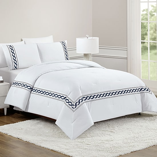 Dee Ocleppo Cable Border 3-pc. Geometric Embroidered Comforter Set