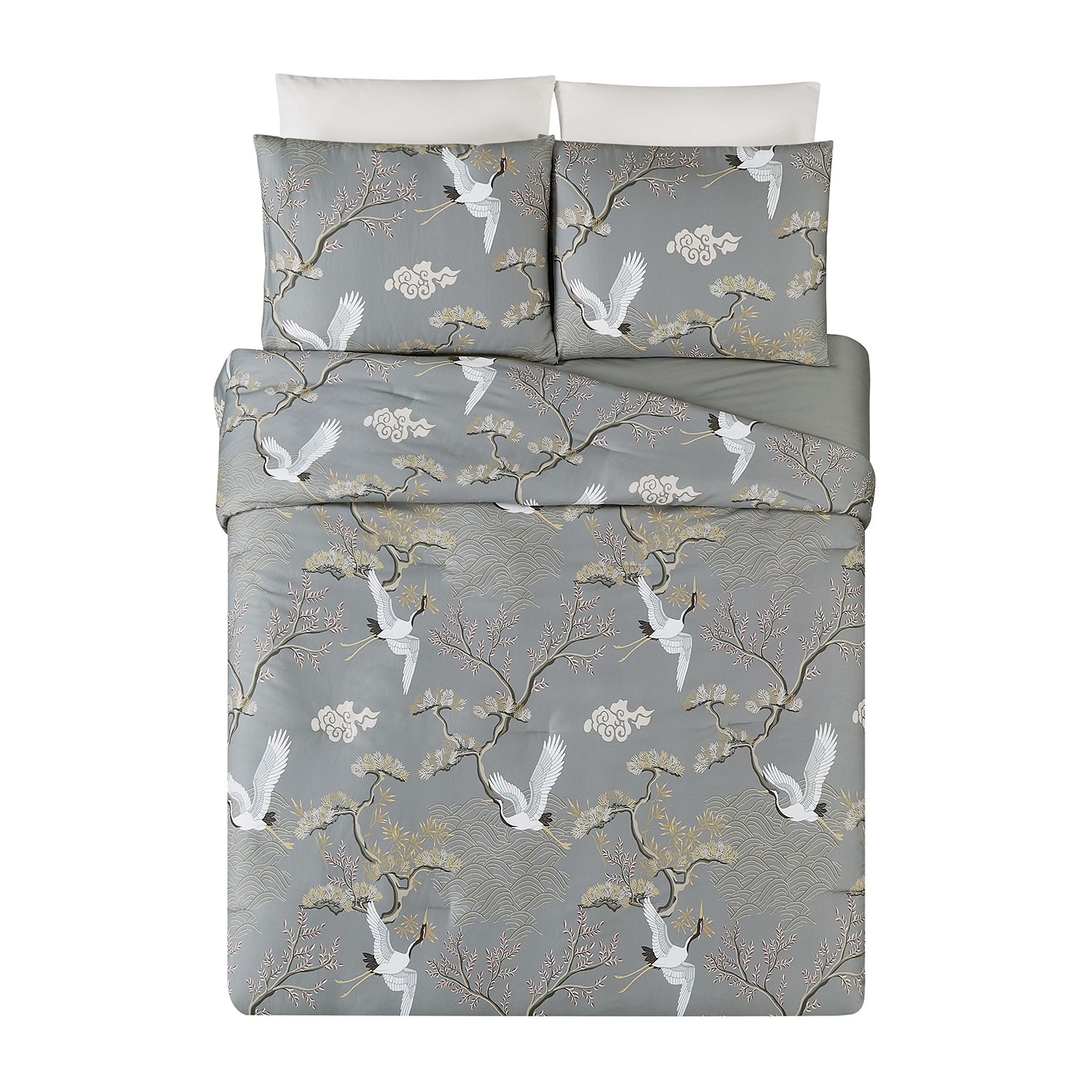 Dee Ocleppo Cranes 3-pc. Floral Reversible Comforter Set