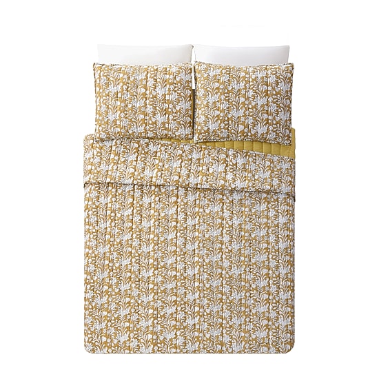 Laurel & Mayfair Sketched Floral Block Print 3-pc. Floral Quilt Set