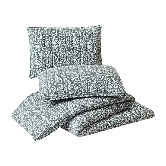 Laurel & Mayfair Floral Vine Block Print 3-pc. Floral Quilt Set