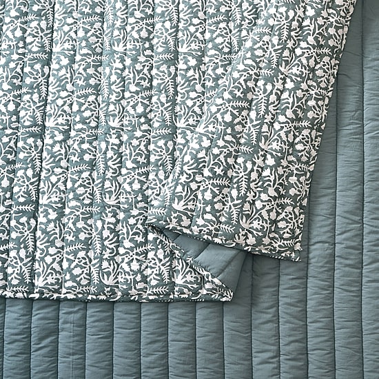 Laurel & Mayfair Floral Vine Block Print 3-pc. Floral Quilt Set