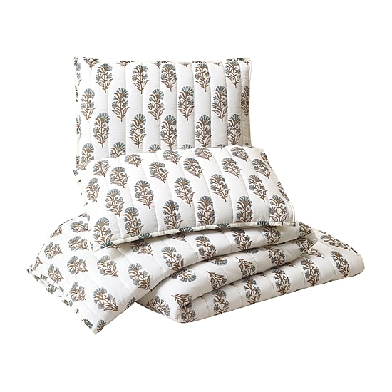 Laurel & Mayfair Mughal Flower Block Print\N 3-pc. Floral Quilt Set