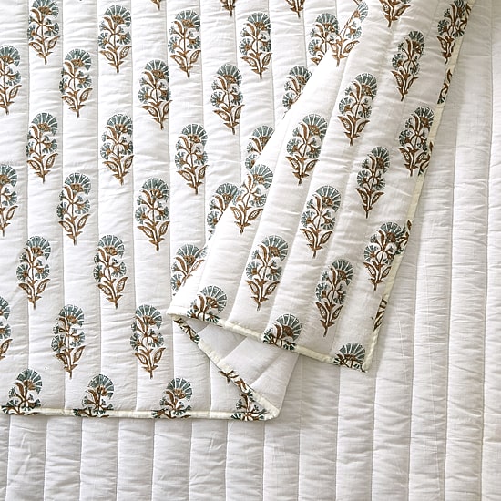 Laurel & Mayfair Mughal Flower Block Print\N 3-pc. Floral Quilt Set