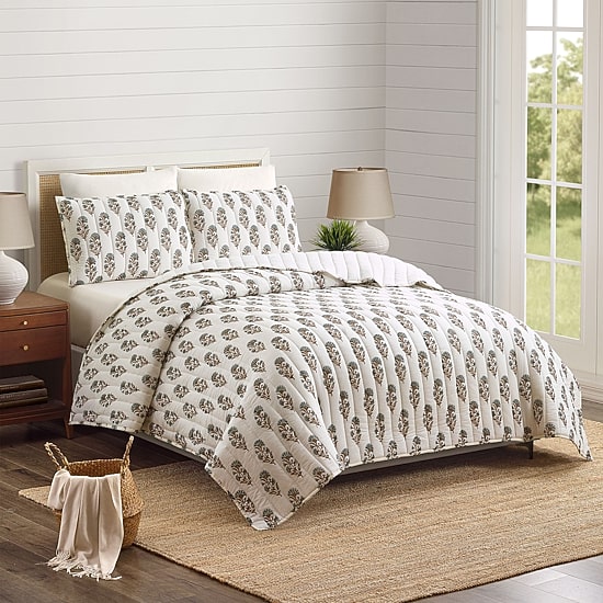 Laurel & Mayfair Mughal Flower Block Print\N 3-pc. Floral Quilt Set
