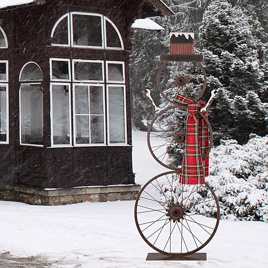 Glitzhome Snowman Wheel Christmas Yard Art