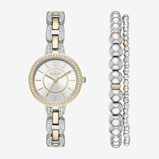 Relic By Fossil Womens Two Tone 2-pc. Watch Boxed Set Zr34504set