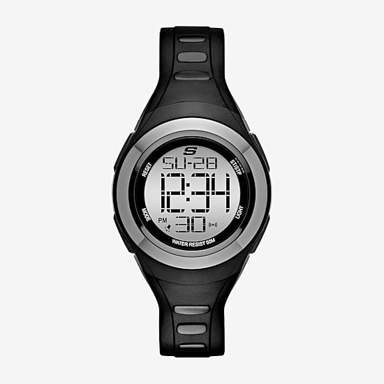 Skechers Tennyson Womens Digital Black Strap Watch Sr2063