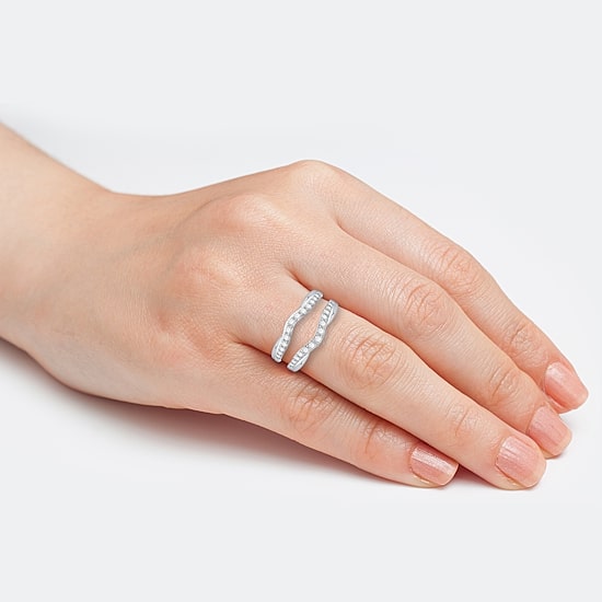 Womens 1/2 CT. T.W. Natural White Diamond 10K Gold Wedding Ring Guard